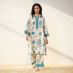 Mehfil Cotton Printed Co-ord Set in Off White Monotone- By Reet Lifestye