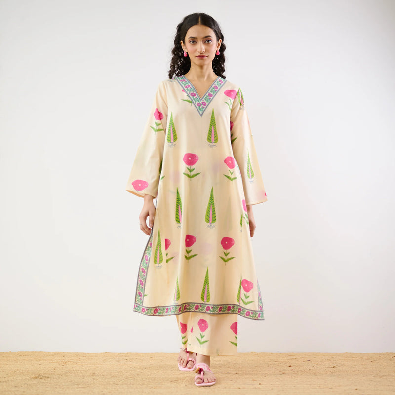 Begum’s Bagh Printed Co-ord Set in Baby Pink- By Reet Lifestyle