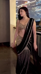 Black Premium Georgette Lehenga Saree with Blouse