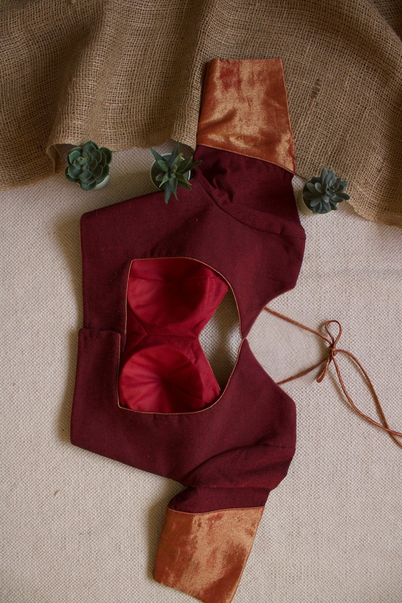 Maroon Zari Cotton Blouse
