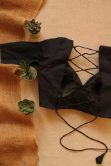 Black Blouse Padded Backless