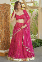 Gulabi Bandhej Festive Lehenga Set