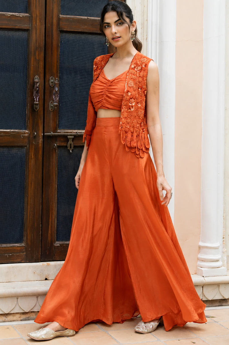 Fringe Flair Embroidered Jacket  Set