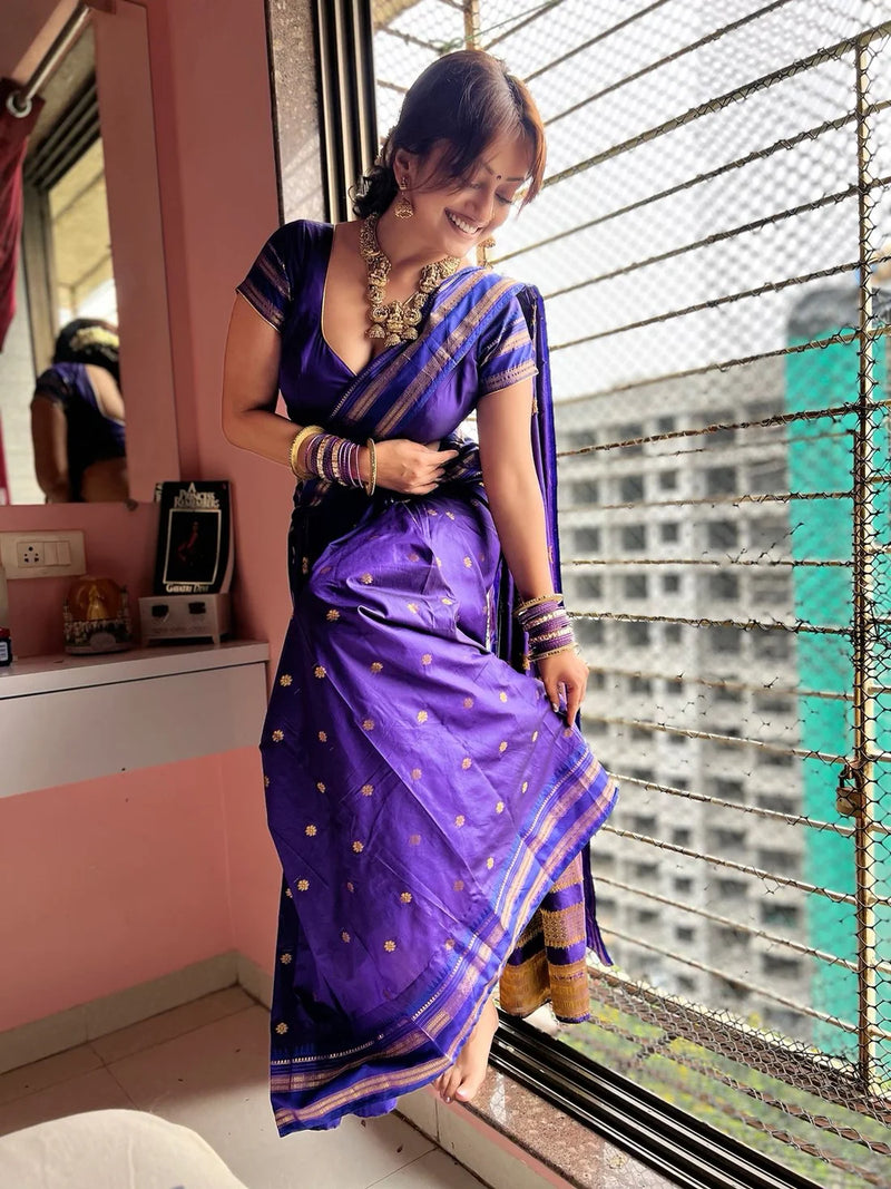 Narayanpeth Silk Saree with Stitched Blouse – Traditional Marathi Look