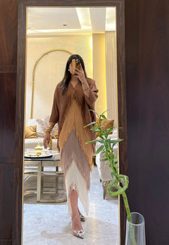Abigal Ombre Pink Pleated Fringe Dress