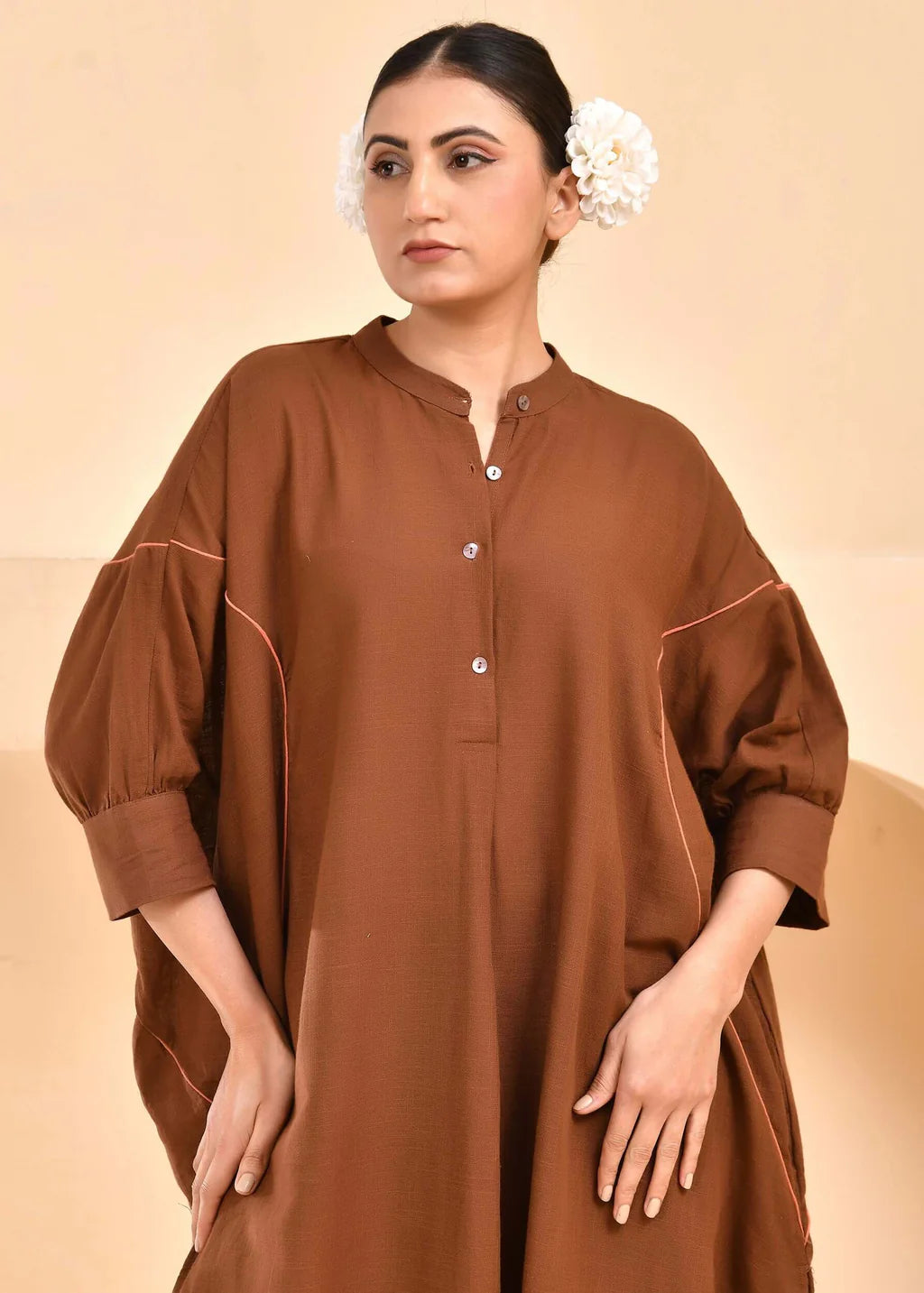 Noor Neeli Mocha Cotton Co-Ord Set