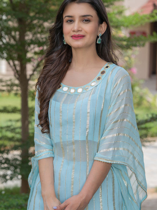 Laal Sitara Striped Kaftan Set