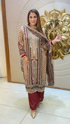 Mehfil Sandstone Printed Suit Set