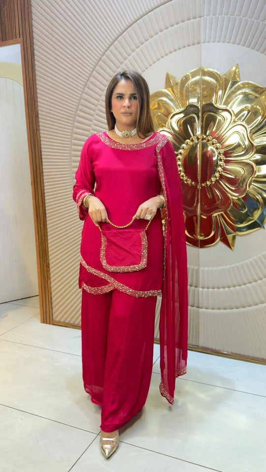 Neel Darbar Embellished Co-ord Set with Potli