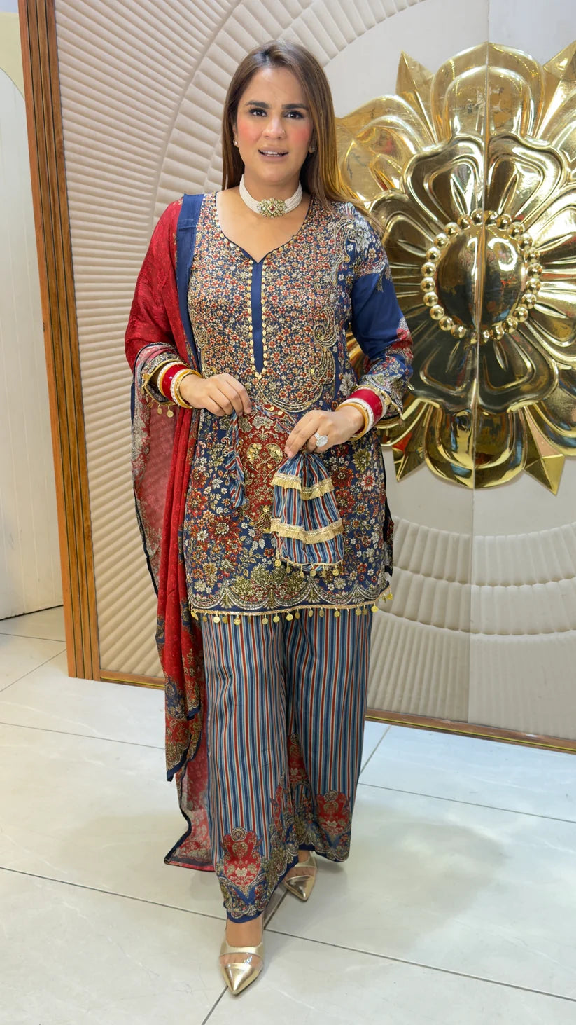 Gulistan Purple Teal Festive Set