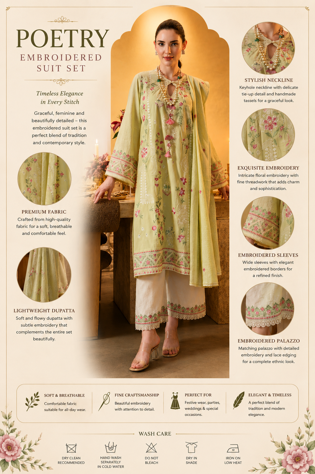 Royal Look Embroidered Straight Fit Ethnic Suit