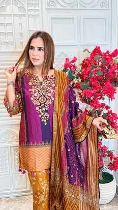 Mehrab Maroon Mustard Heritage Suit Set