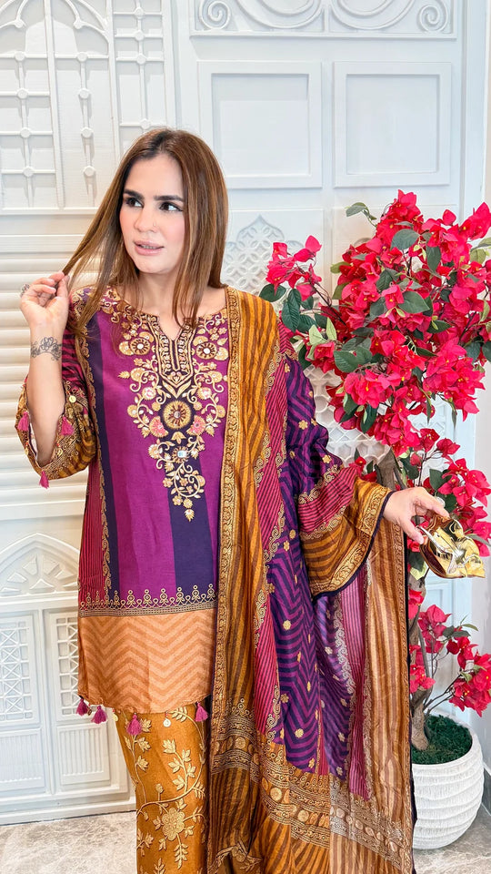 Mehrab Maroon Mustard Heritage Suit Set