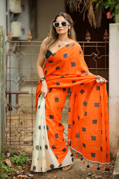 Sunset Dot Drama Mul Mul Saree