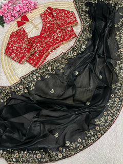 Noor-E-Black Ready-to-Wear black Saree with Blouse