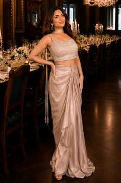 Bollywood Moonlit Glam Draped Ensemble Skirt Set