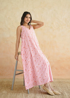 Noor Rasna Striped Cotton Maxi Dress