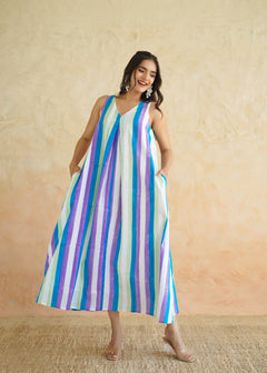 Noor Amara Striped Cotton Maxi Dress