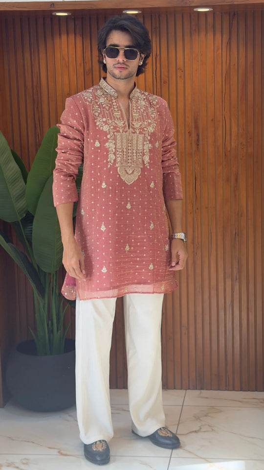 Shahi Rose Darbar Embroidered Kurta