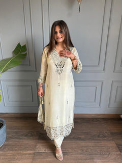 Noor-E-Aina Mirror Work Tissue kaftan