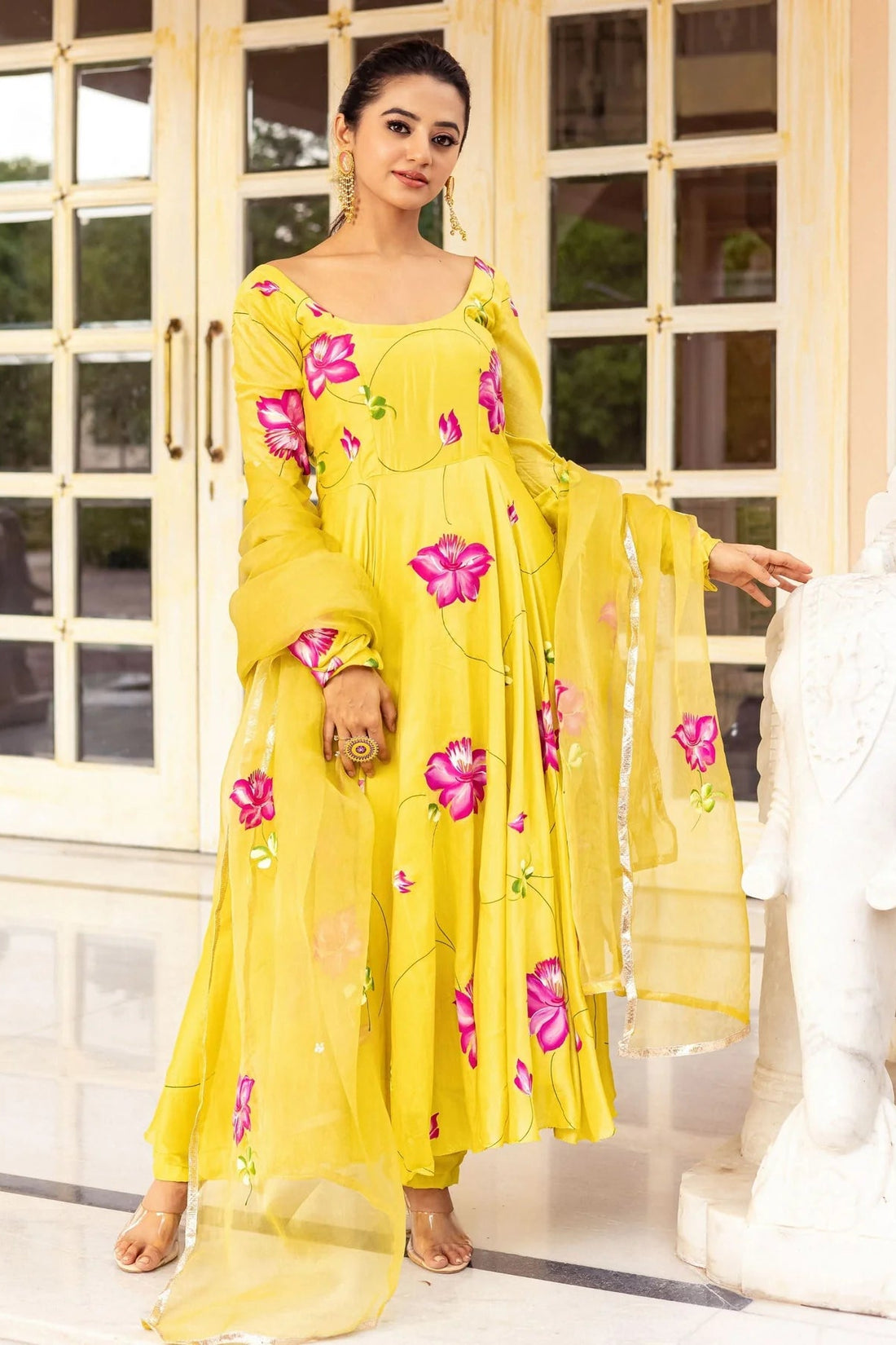 Meher Floral Handpainted Suit Set