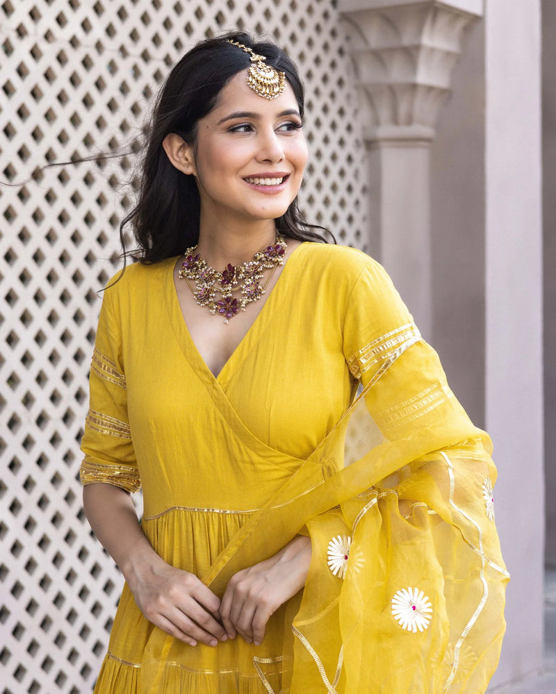 Noor Saffron Festive Anarkali Suit Set