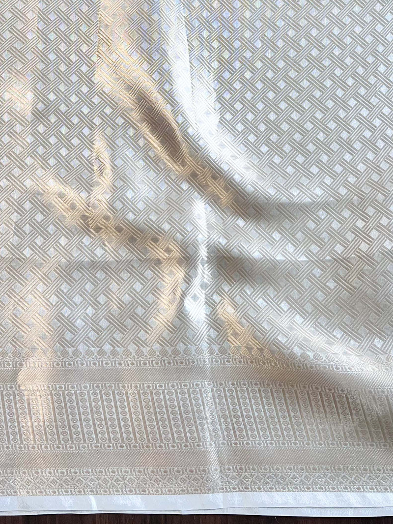 Silver Tissue Saree with Zari Lace