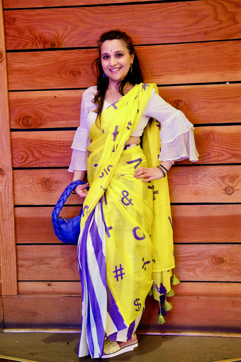 Winged Wonder Mul Mul Printed Saree