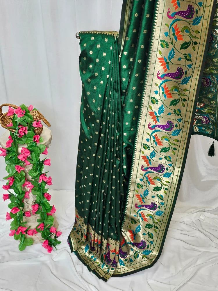 Rajhans Rani Pink Soft Silk Paithani Saree with Copper Zari Lotus Pallu