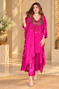 Rani Pink Glamour Handwork Indo-Western Kaftan Set
