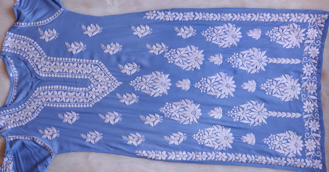 Ice Blue Elegant Rayon Kurta Set
