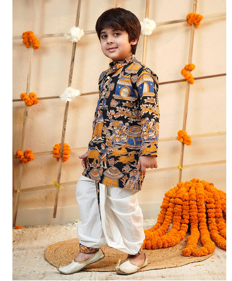 Pink Cotton Farm Animal Kurta Dhoti Set