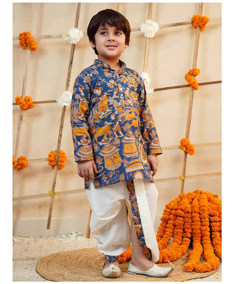 Pink Cotton Farm Animal Kurta Dhoti Set