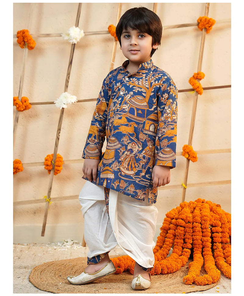 Pink Cotton Farm Animal Kurta Dhoti Set