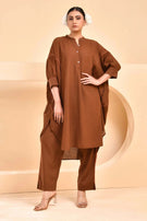 Noor Neeli Mocha Cotton Co-Ord Set