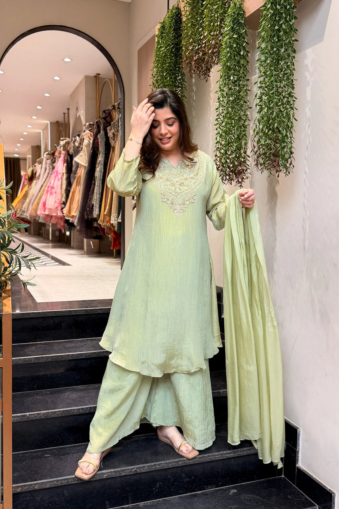 Mehr Mint Hand Embroidered Set