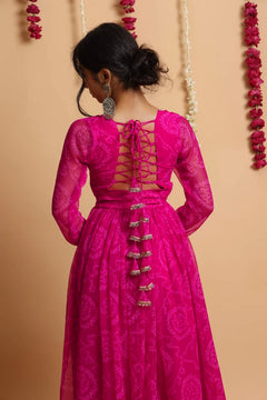 Neelanjana Bandhani Anarkali Set