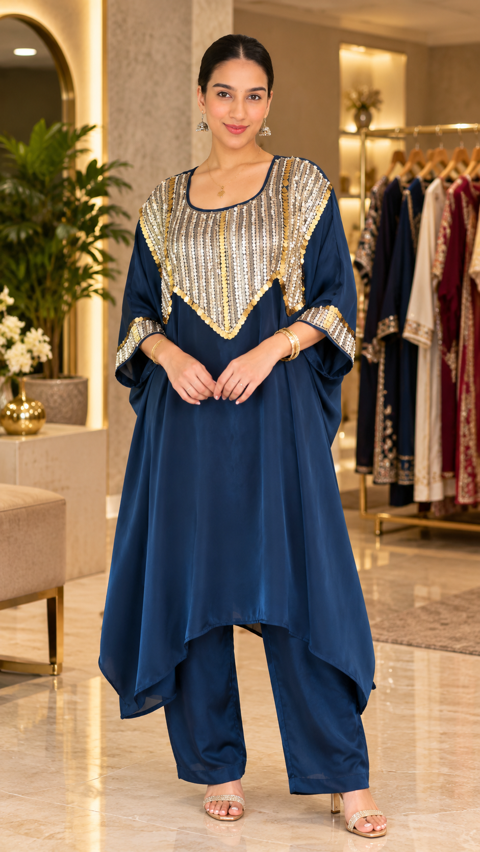 Zara Embellished Kaftaan Palazzo Set