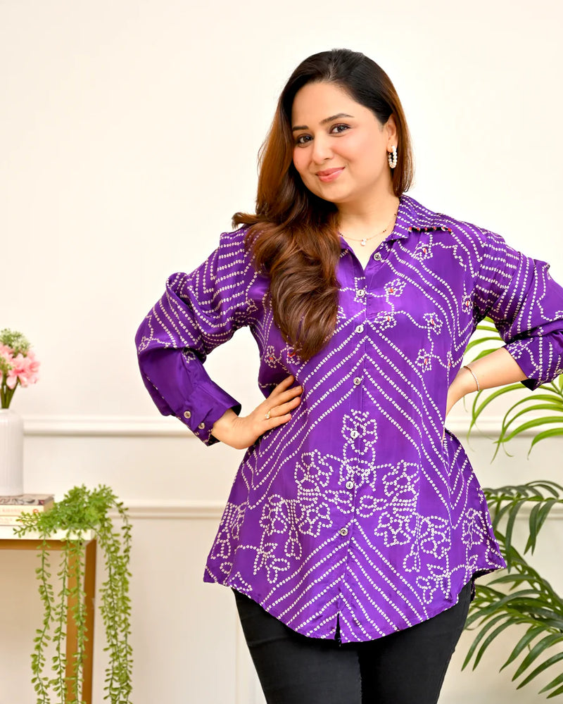 Noor Bandhej Crepe Shirt
