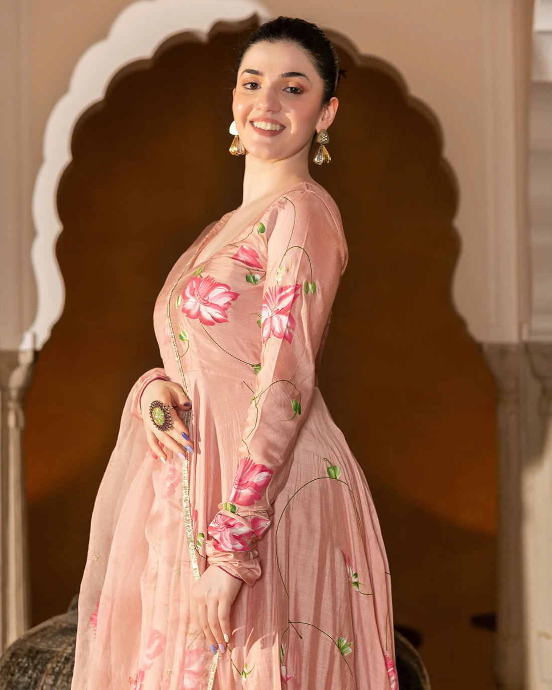 Meher Floral Handpainted Suit Set