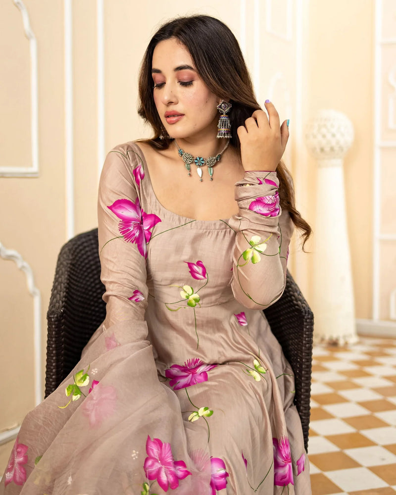 Meher Floral Handpainted Suit Set