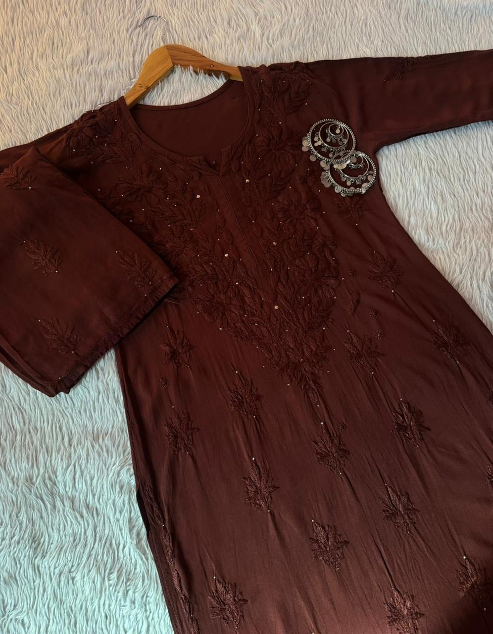 Noor Mocha Chikankari Kurta Set