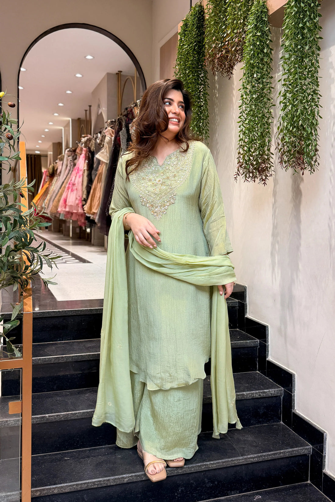 Mehr Mint Hand Embroidered Set