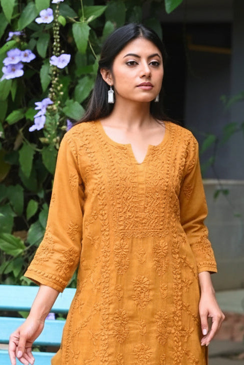Noor Pista Pure Kota  Chikankari Kurta Set