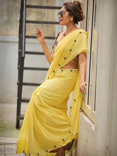 Lemon Glow Tassel Soft Mul Cotton Saree