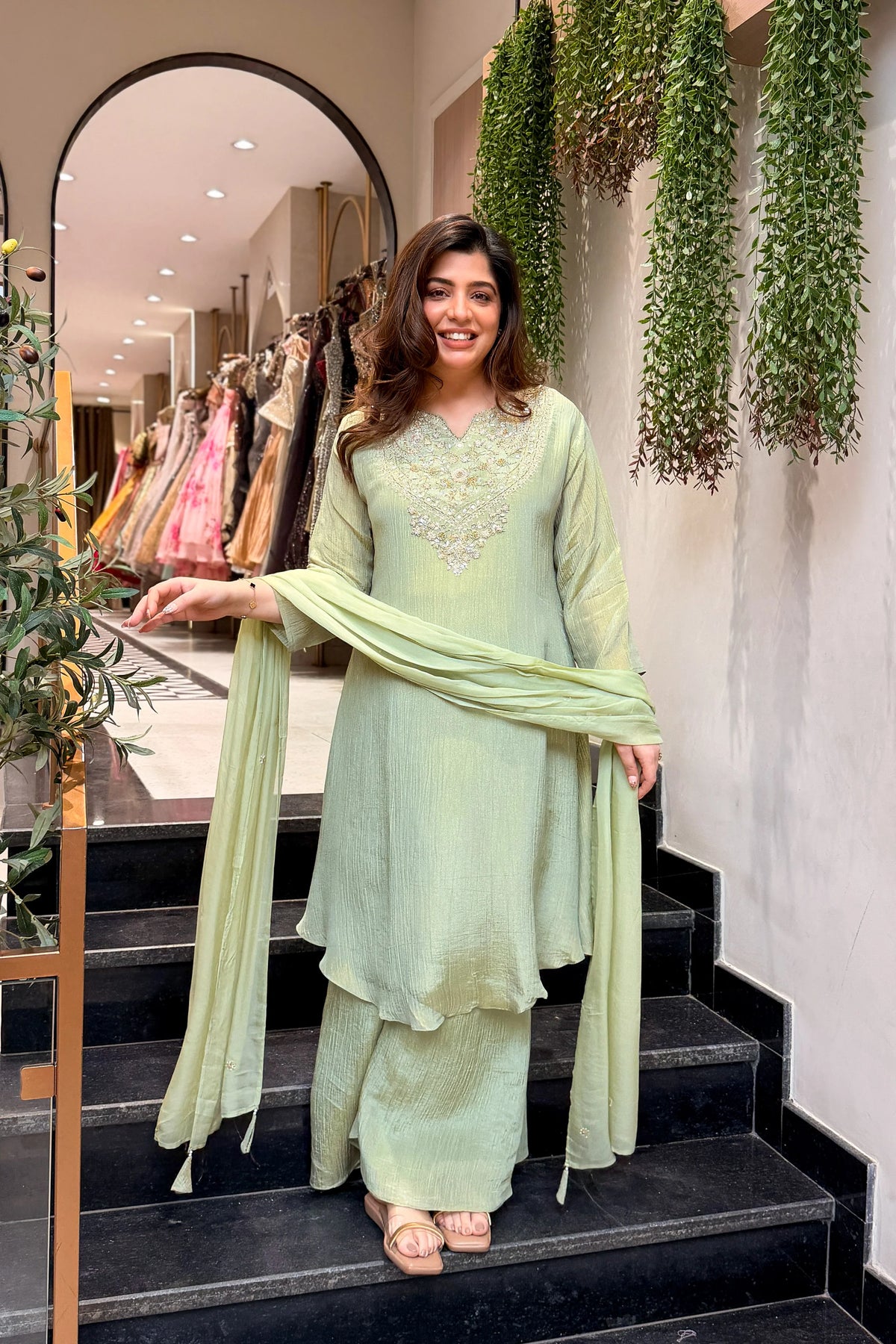 Mehr Mint Hand Embroidered Set