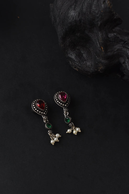 Tanmani Stone Oxidized Long Necklace