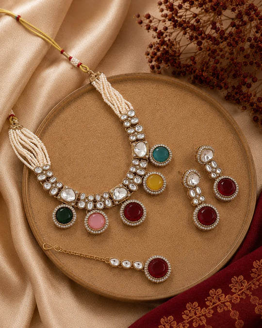 Rajwada Heritage Polki Necklace/Chocker Set