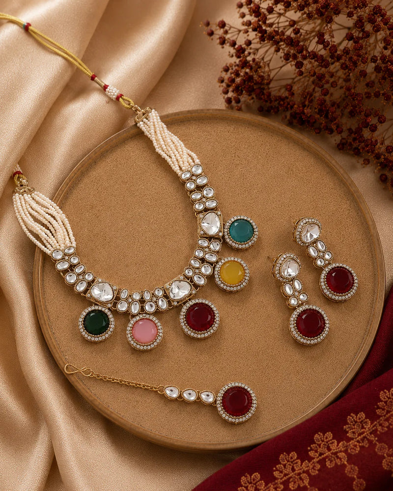 Rajwada Heritage Polki Necklace/Chocker Set