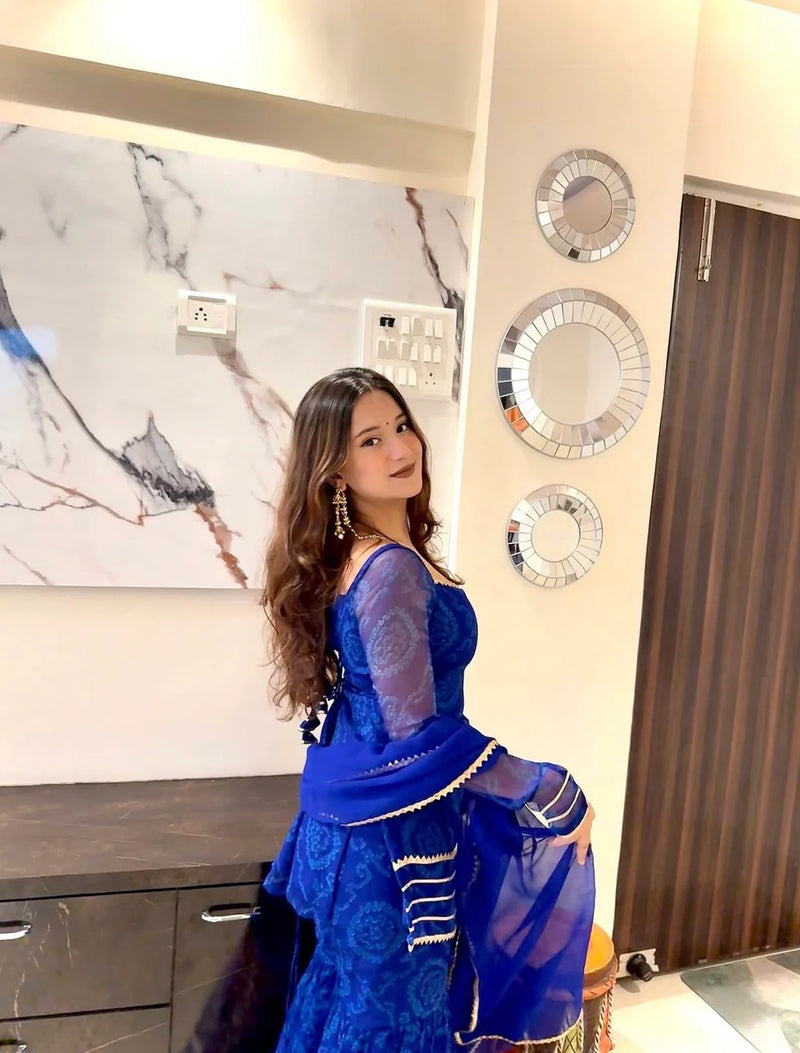 Noor Gulnaar Bandhani Sharara Set